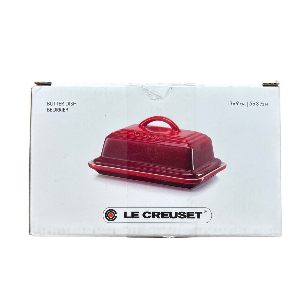 Le Creuset Butter Dish Cerise Red‎ NEW Stoneware Glazed 5x3.5 SIZE OS
